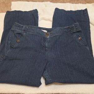 Hervé Benard Petite Jeans Women Size 12P Dark Wash Stretch Straight/Bootcut